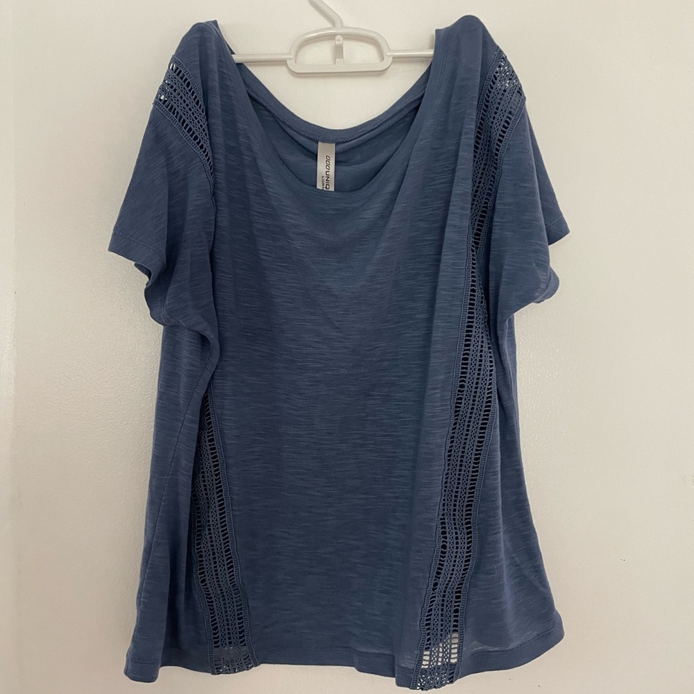 Lorna Jane Relaxed Blue Gray Asymmetrical T-Shirt